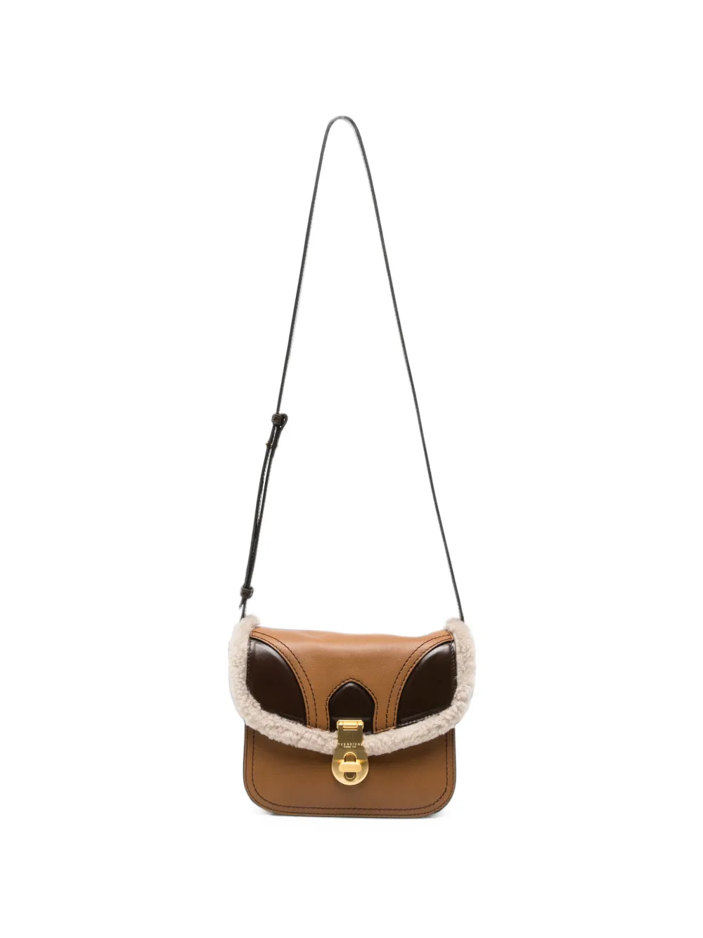 The Bridge Borsa a tracolla in pelle con bordo in shearling - Marrone