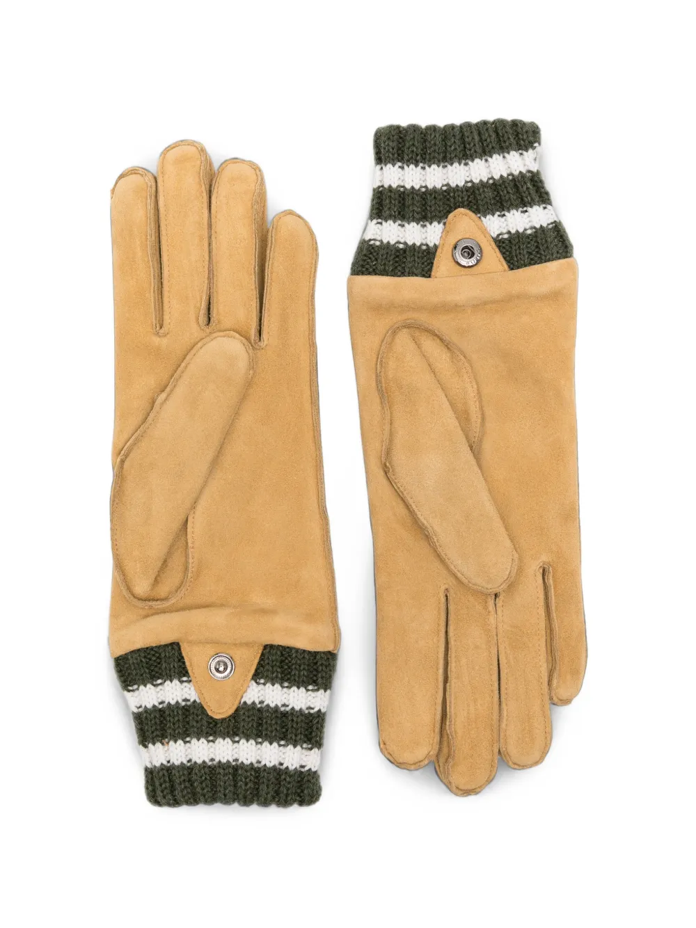A.P.C. Handschoenen met gestreepte manchetten en logo-reliëf Beige