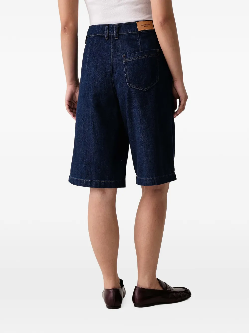 Marc O'Polo Denim shorts met plooien Blauw
