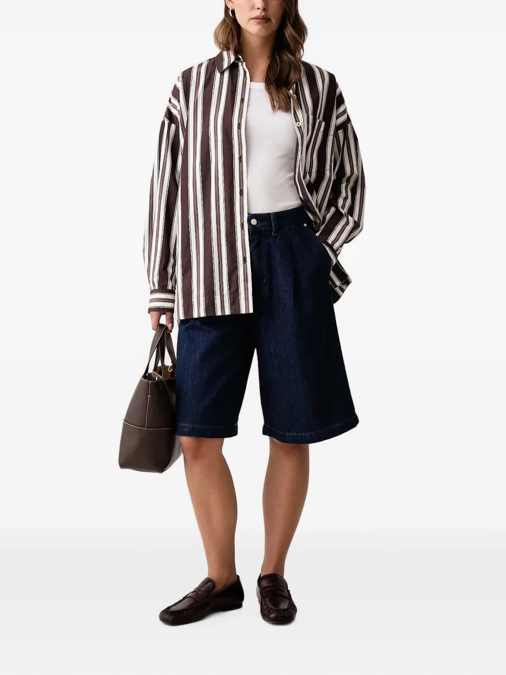 Marc O'Polo Denim shorts met plooien Blauw