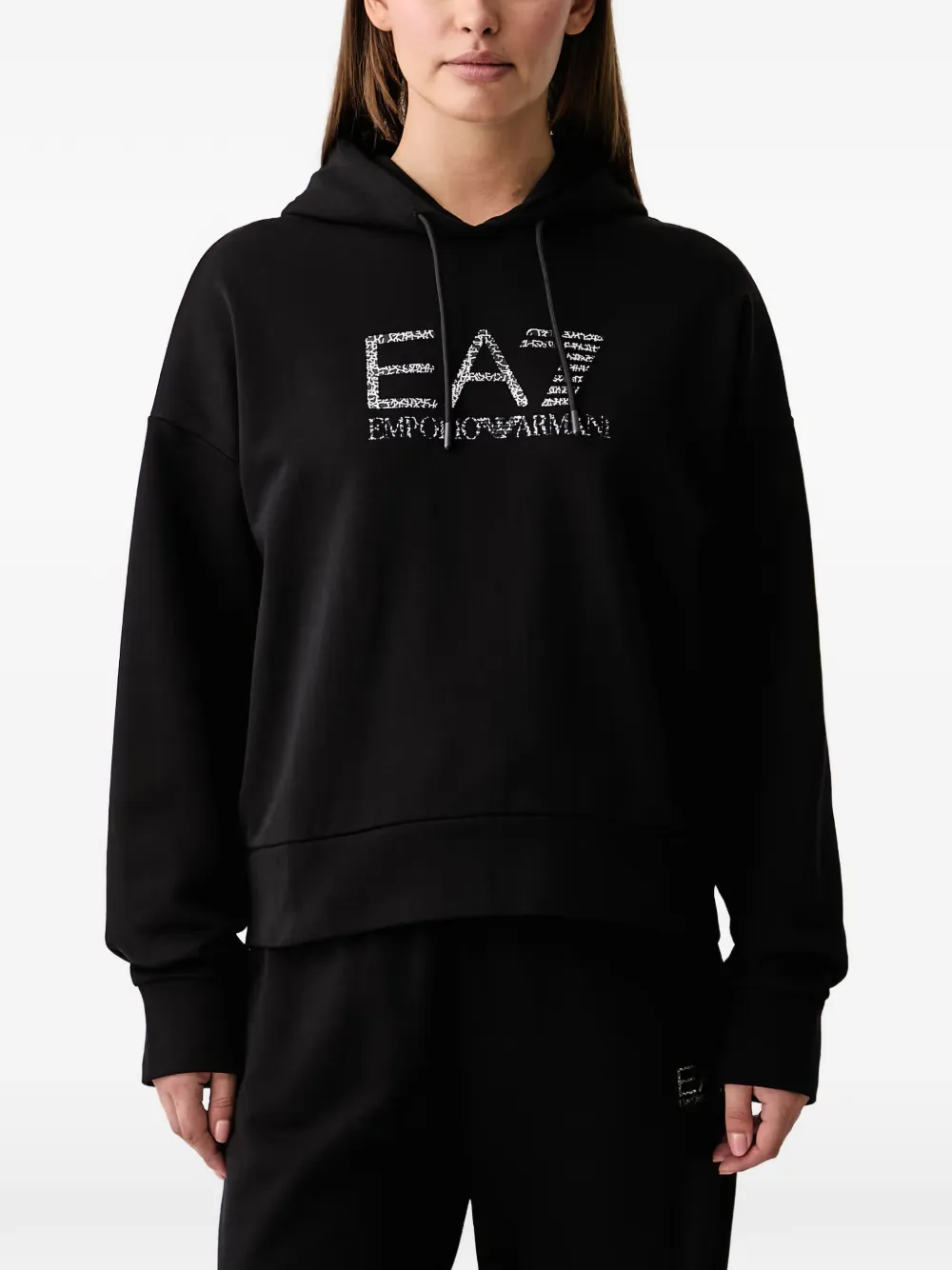 Ea7 Emporio Armani logo-print hoodie - Black