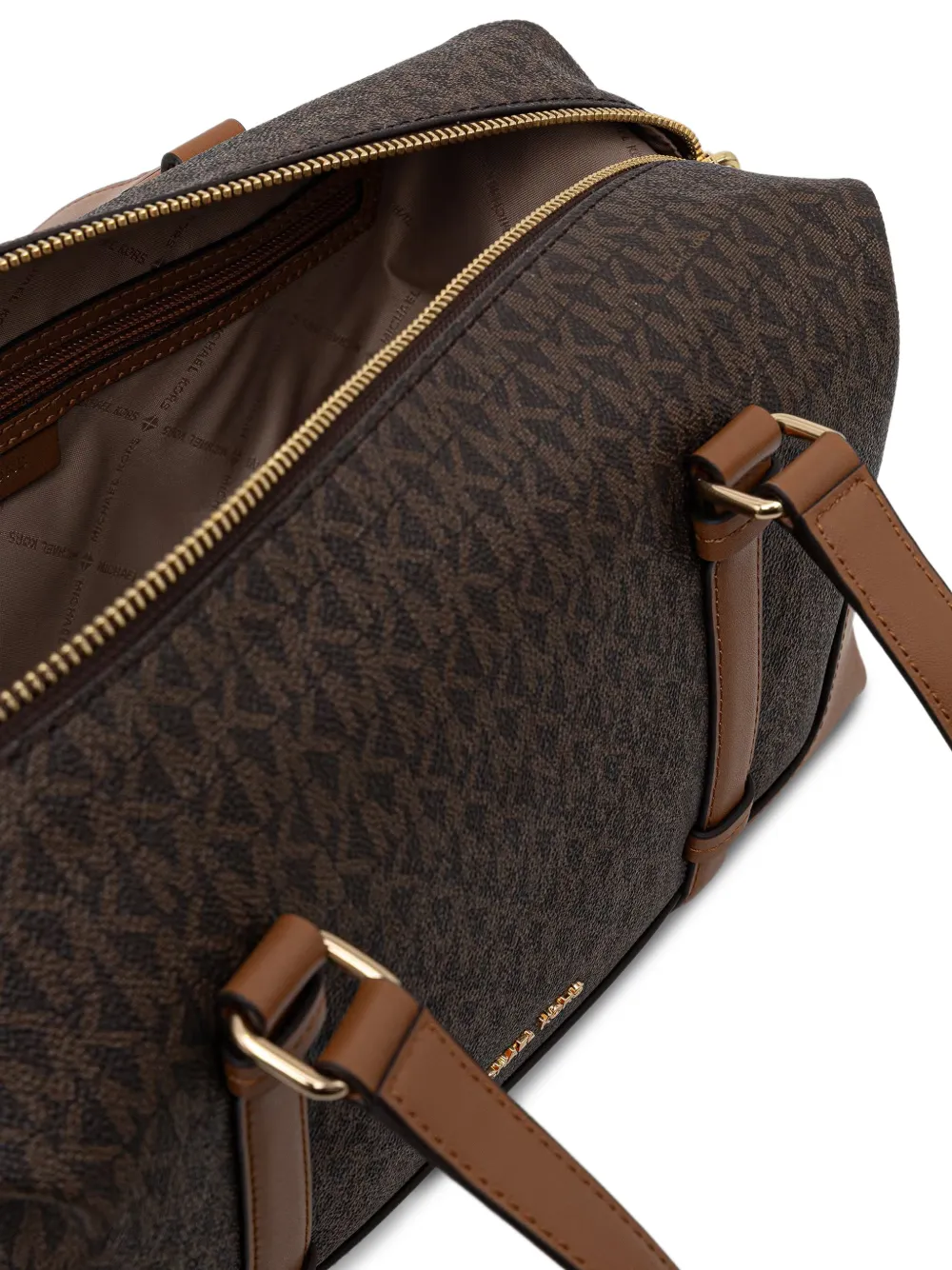 Michael Kors Grote Teddi Signature schoudertas met logo Bruin