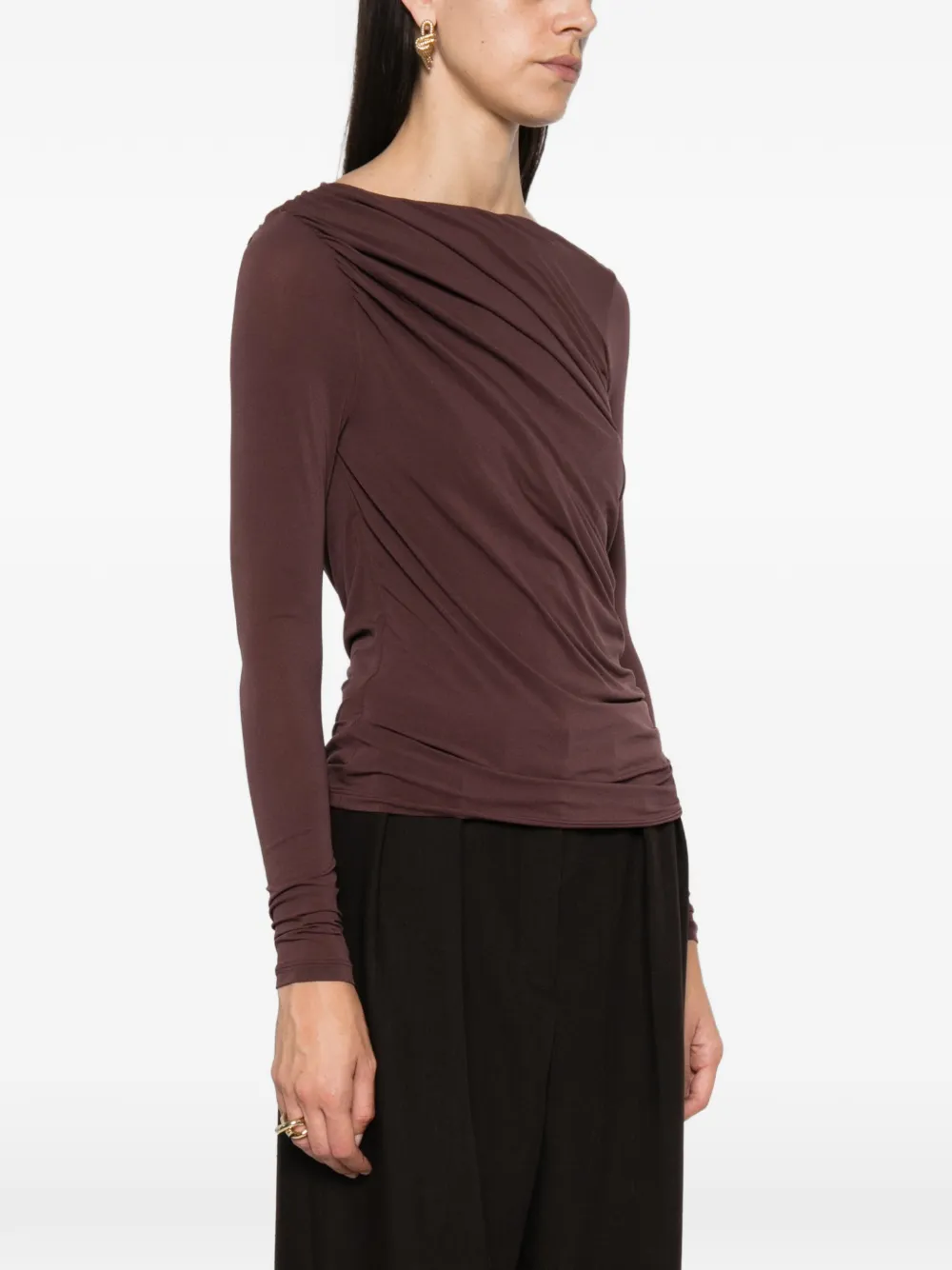 FRAME long-sleeve ruched top Rood