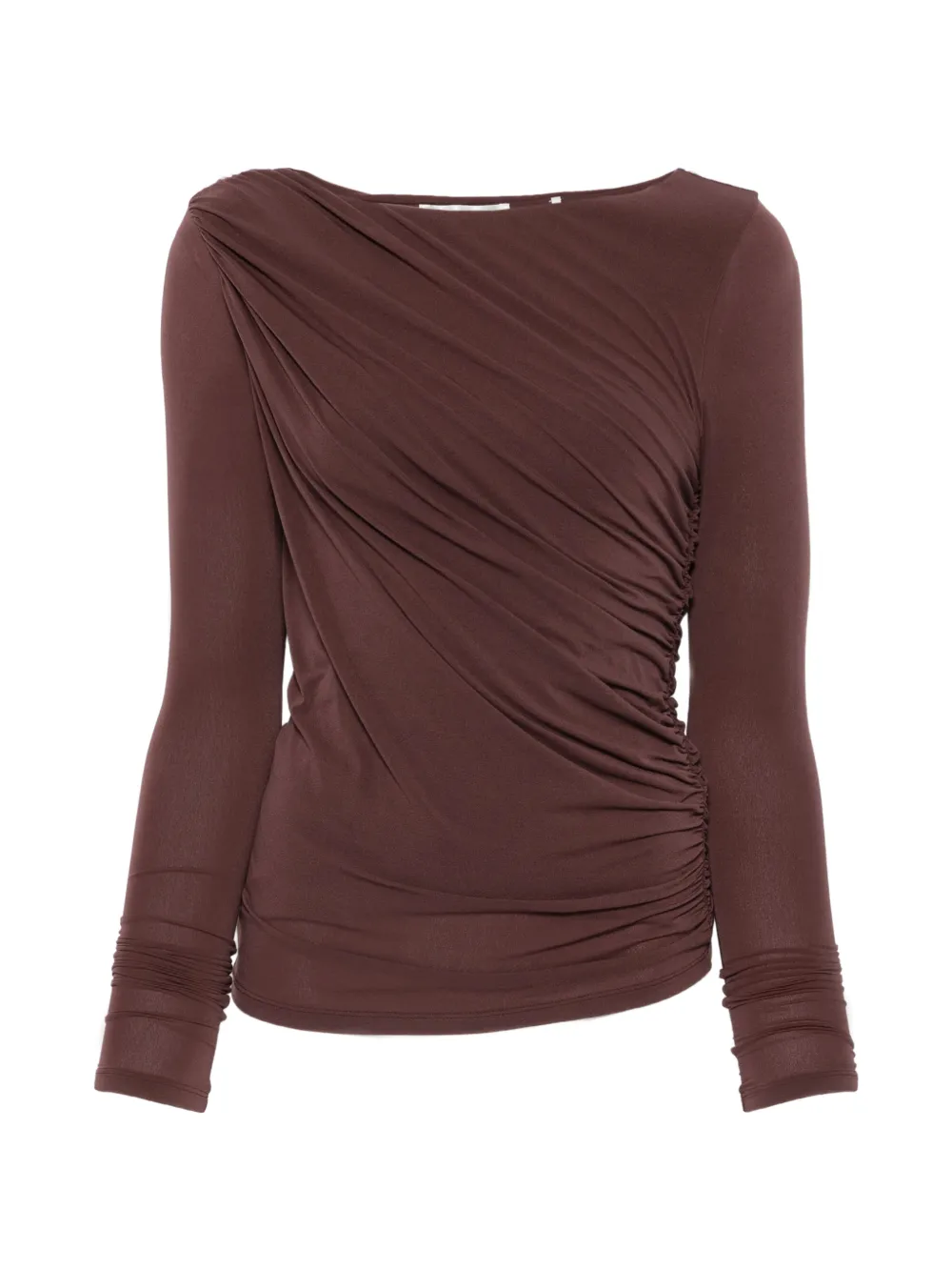 FRAME long-sleeve ruched top - Rosso