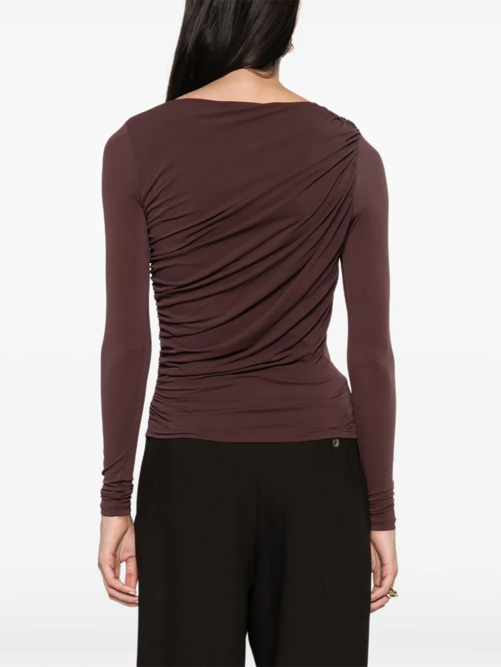 FRAME long-sleeve ruched top Rood