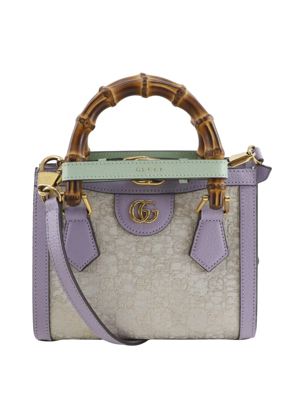 Gucci Pre-Owned 2022-2024 HOSOO Small GG Nishijin Ori Bamboo Diana satchel - Purple