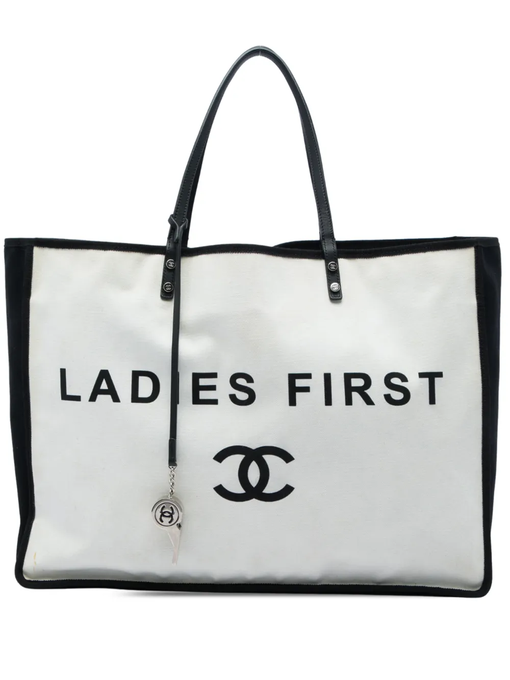 CHANEL Pre-Owned 2014-2015 Bicolor Canvas Ladies First Shopping Tote travel bag - Nero