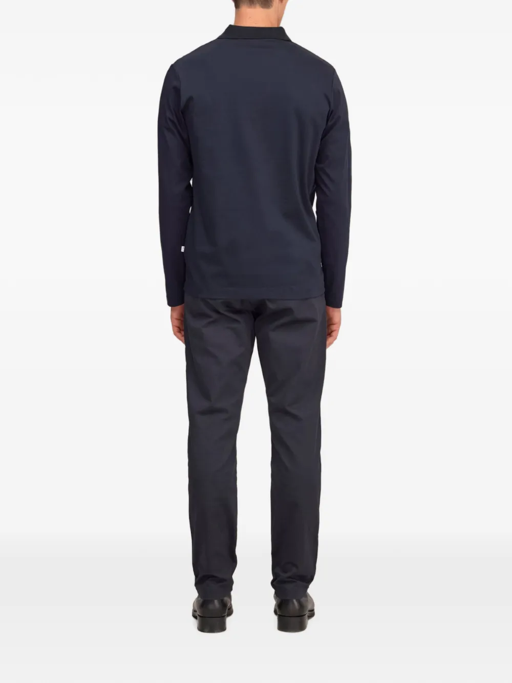 NN07 Paul T-shirt met open kraag en lange mouwen Blauw