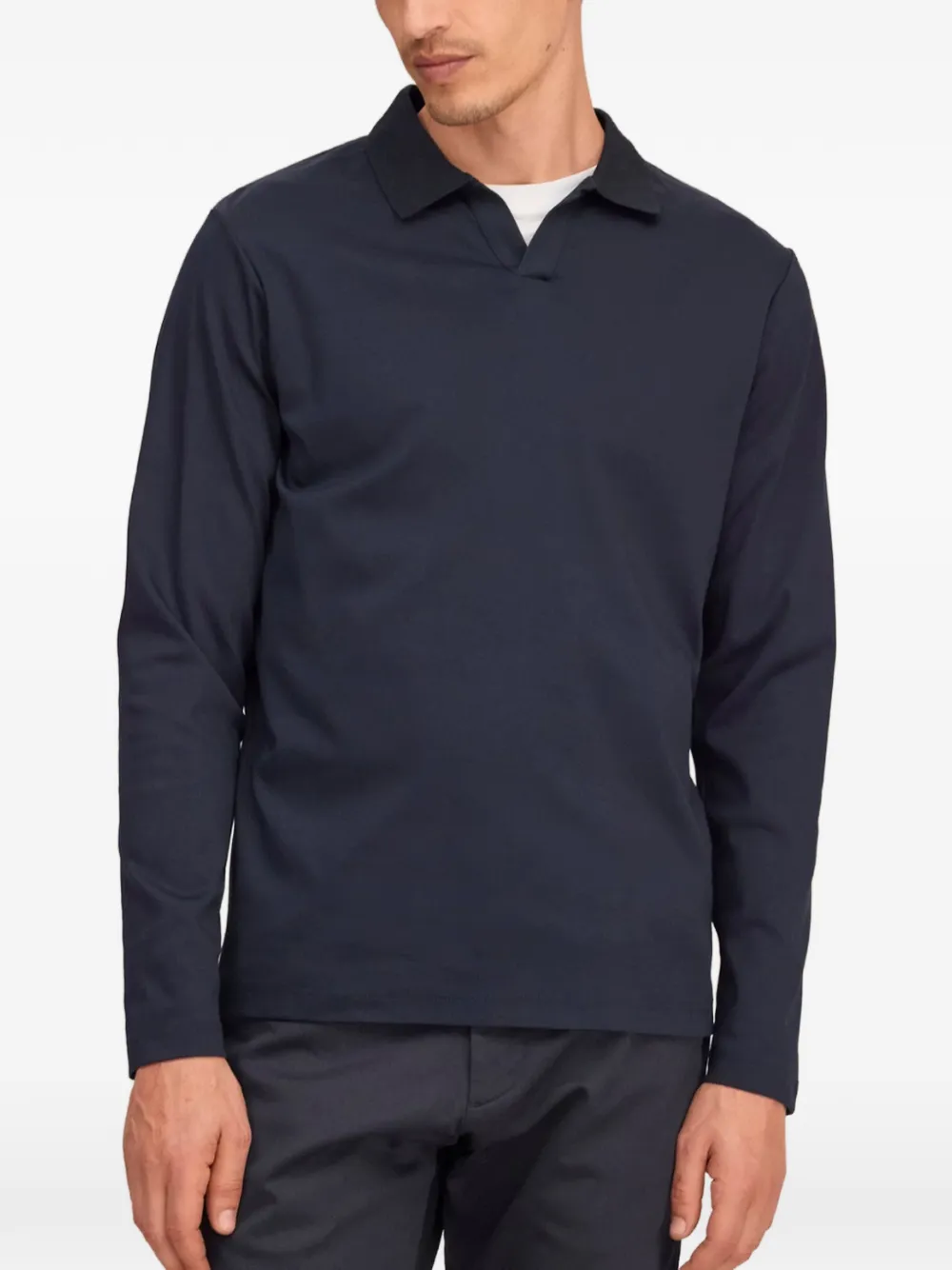 NN07 Paul open-collar long-sleeve T-shirt - Bleu