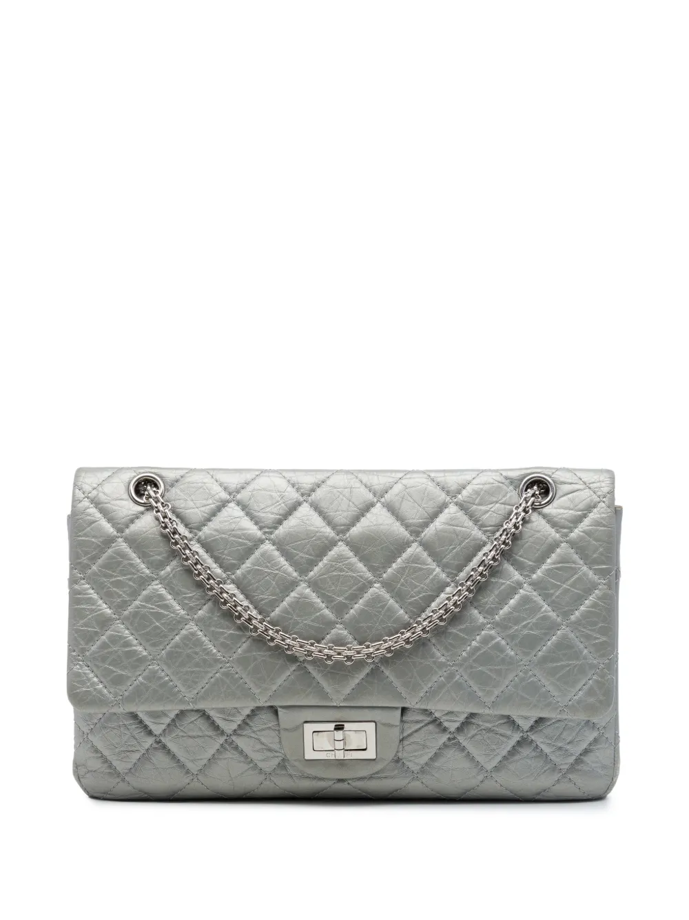 CHANEL Pre-Owned 2014 Quilted Metallic Aged Calfskin Reissue 2.55 Double Flap 227 shoulder bag - Argento
