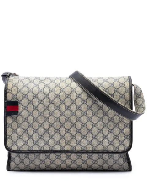 Gucci Pre-Owned bolsa crossbody tipo mensajero de lona GG Supreme con detalle Web 2016-2026