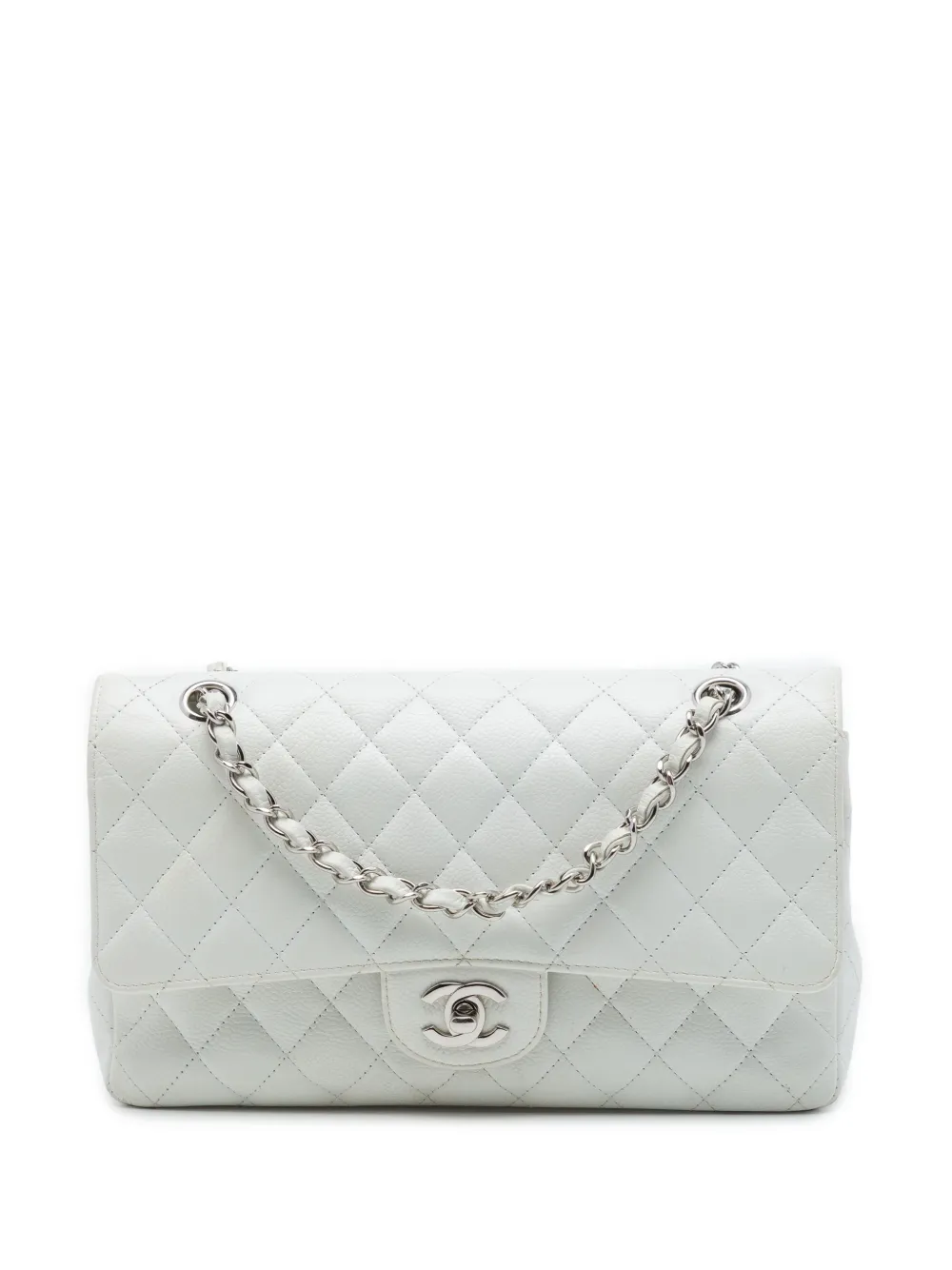 CHANEL Pre-Owned 2010-2011 Medium Classic Caviar Double Flap shoulder bag - Bianco