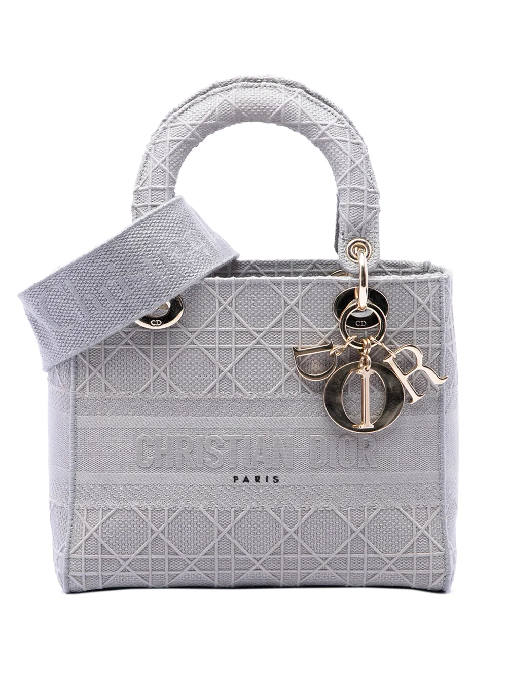 Christian Dior Pre-Owned 2020 Medium Embroidered Canvas Cannage Lady D Lite satchel - Grau