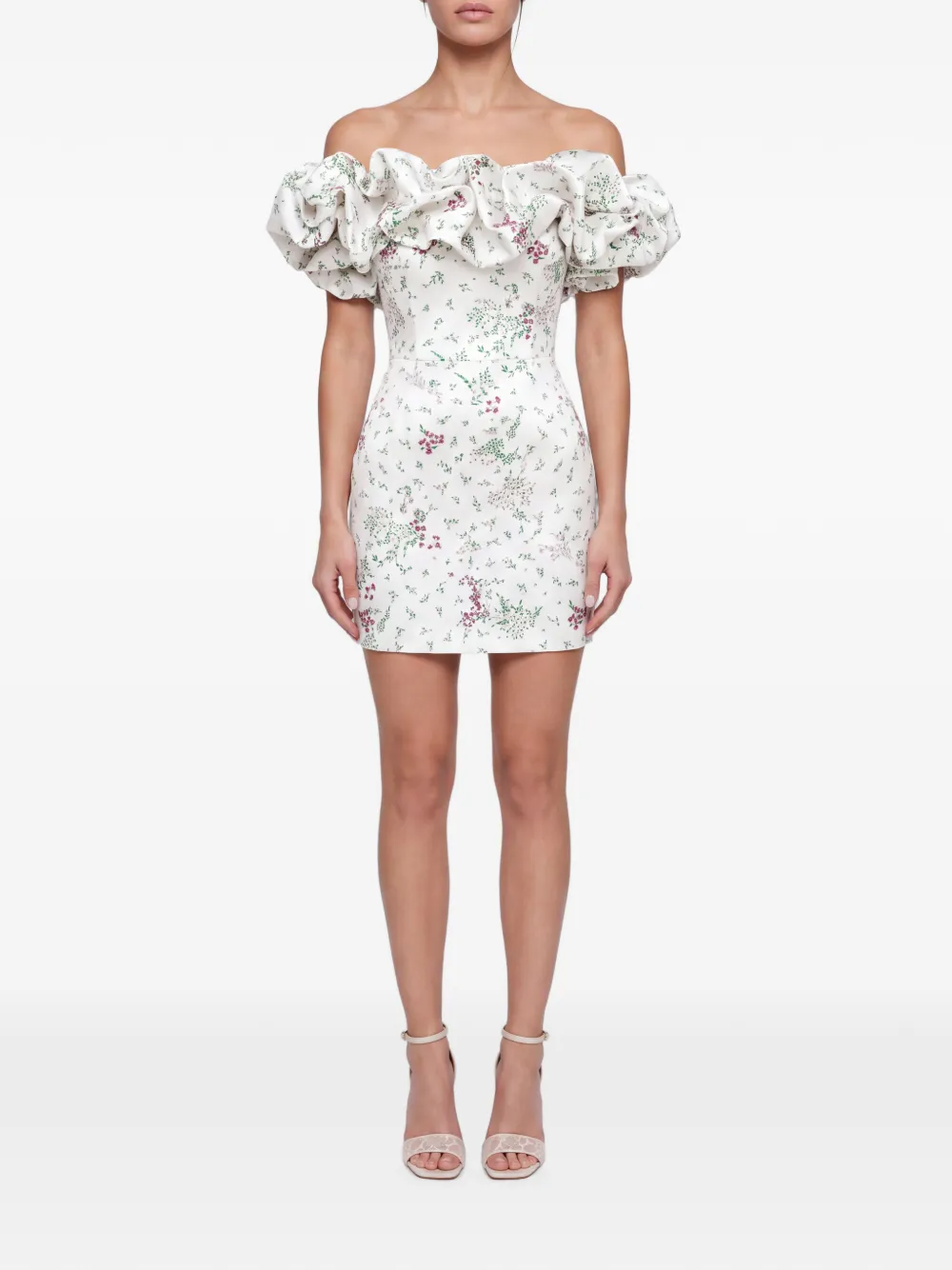POST MERIDIEM Mini-jurk met bloemenprint Wit