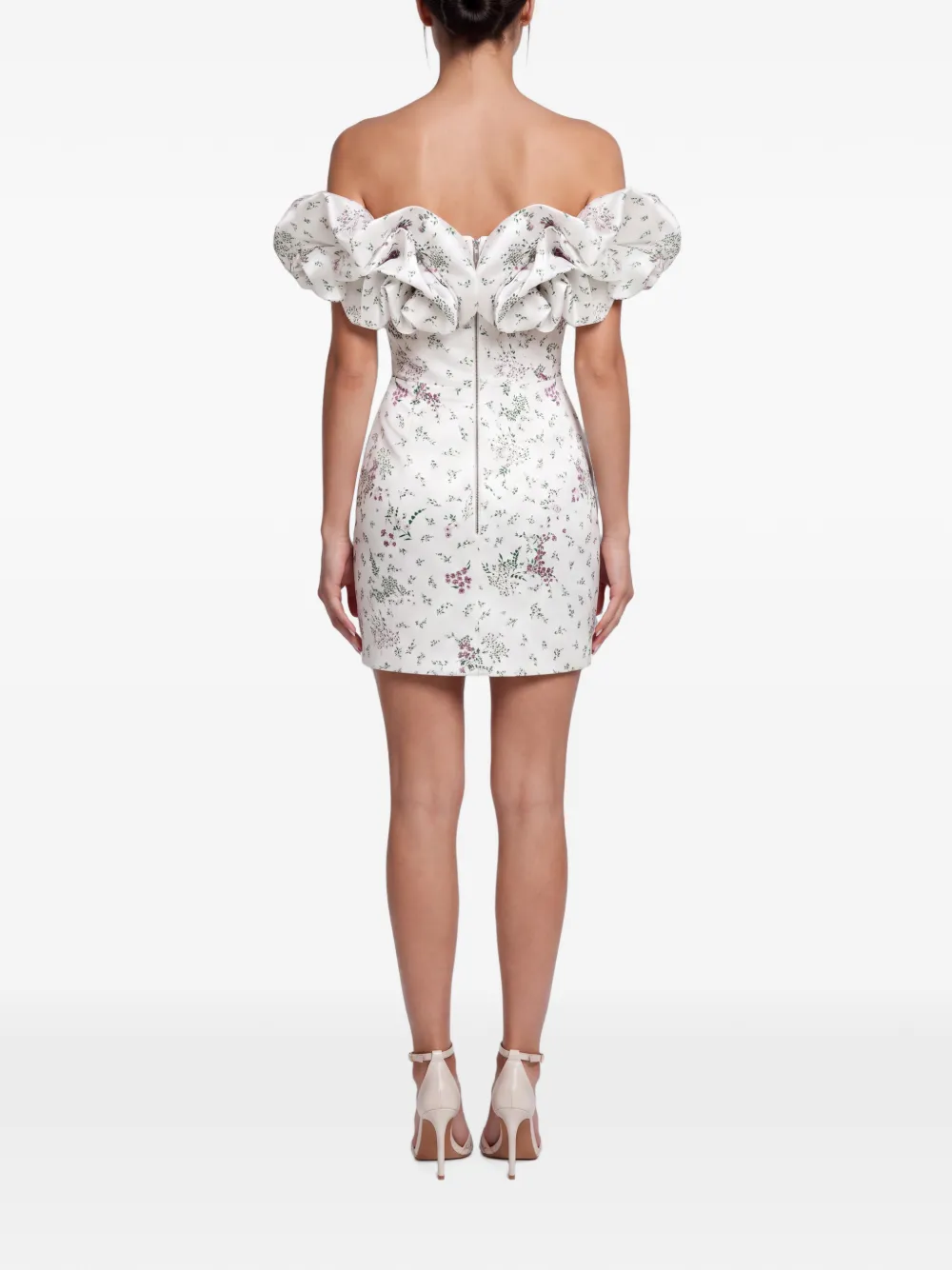 POST MERIDIEM Mini-jurk met bloemenprint Wit