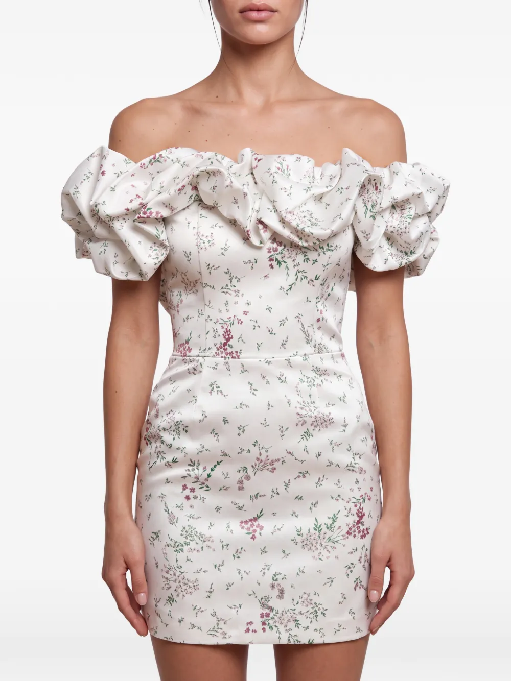 POST MERIDIEM Mini-jurk met bloemenprint Wit