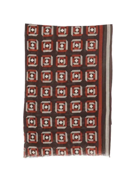 Baobab geometric-print frayed scarf