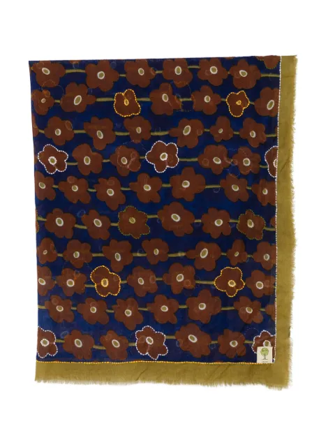 Baobab fular con motivo floral y flecos