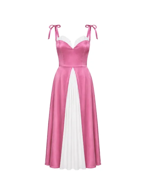 POST MERIDIEM Midikleid mit Falten und Schleifenverschluss