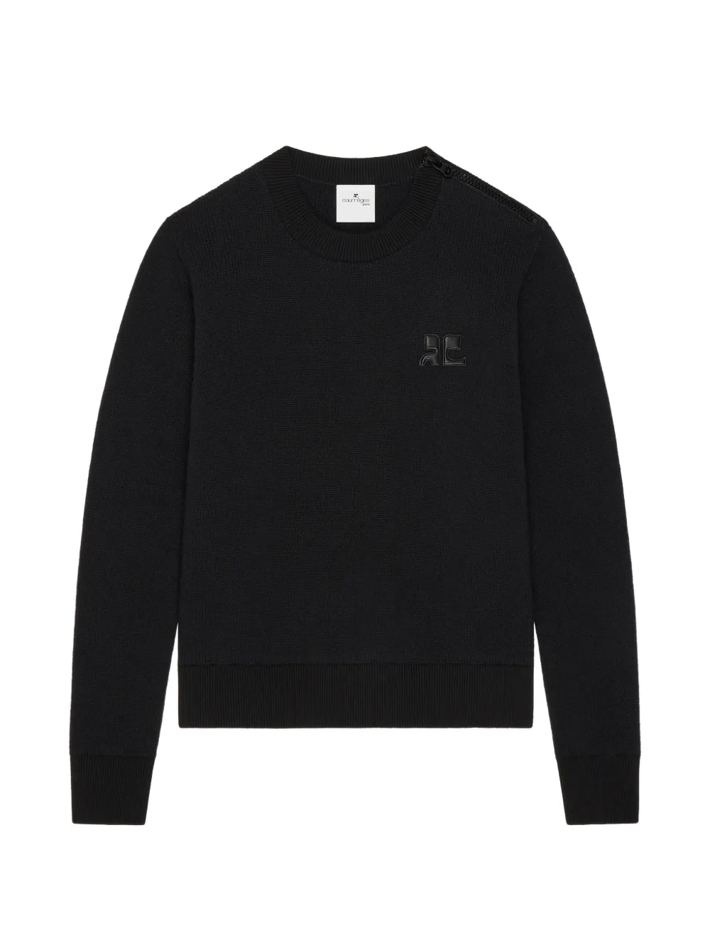 Courrèges logo-patch shoulder-zip sweater