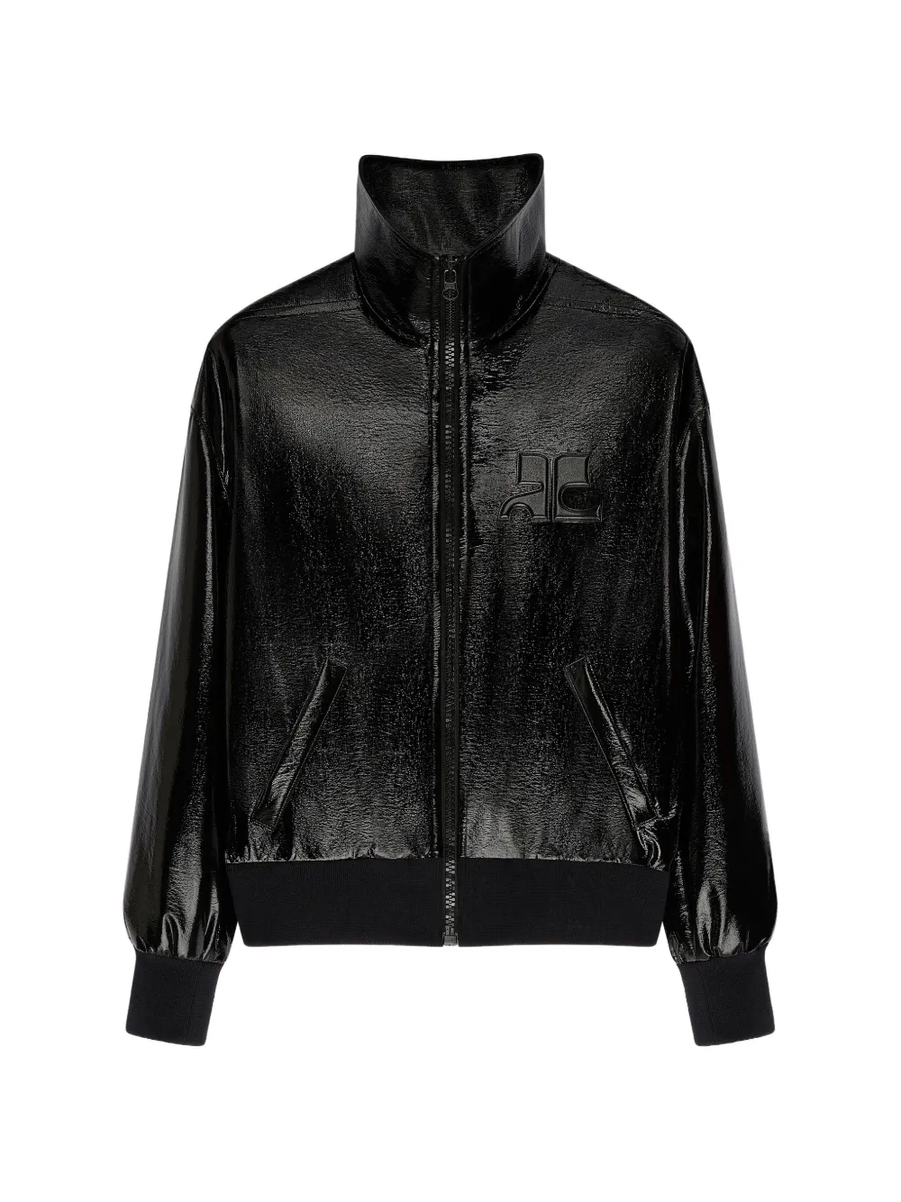 Courrèges vinyl logo-patch jacket - Nero