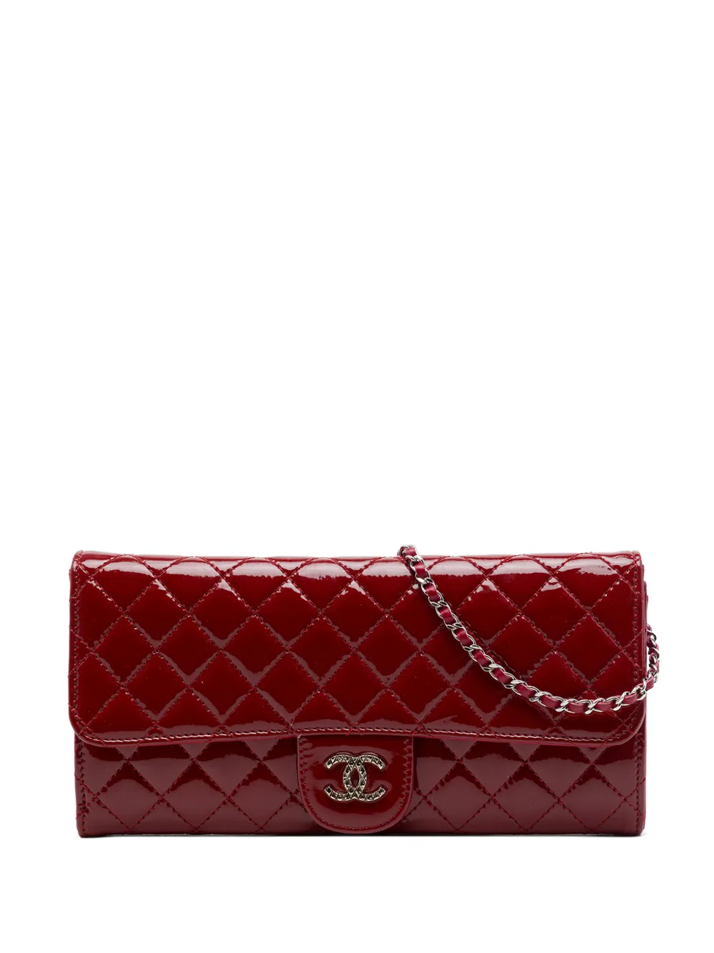 CHANEL Pre-Owned Borsa a spalla CC Brilliant East West trapuntata lucida con catena 2010-2011 - Rosso