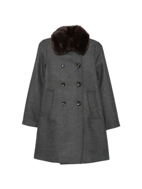 19.61 MILANO faux-fur-collar double-breasted coat