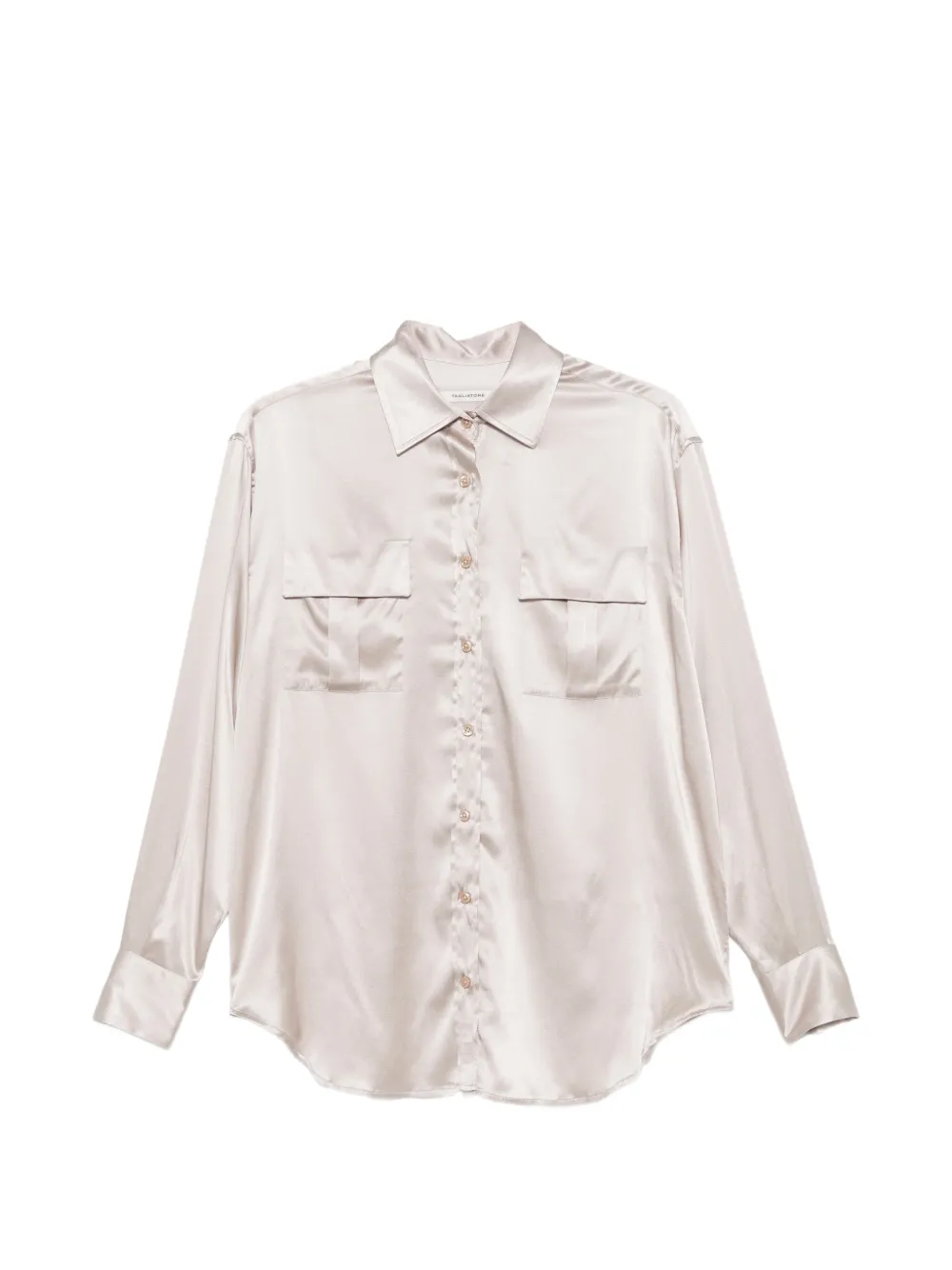 Tagliatore satin-finish chest-pocket T-shirt - Nude