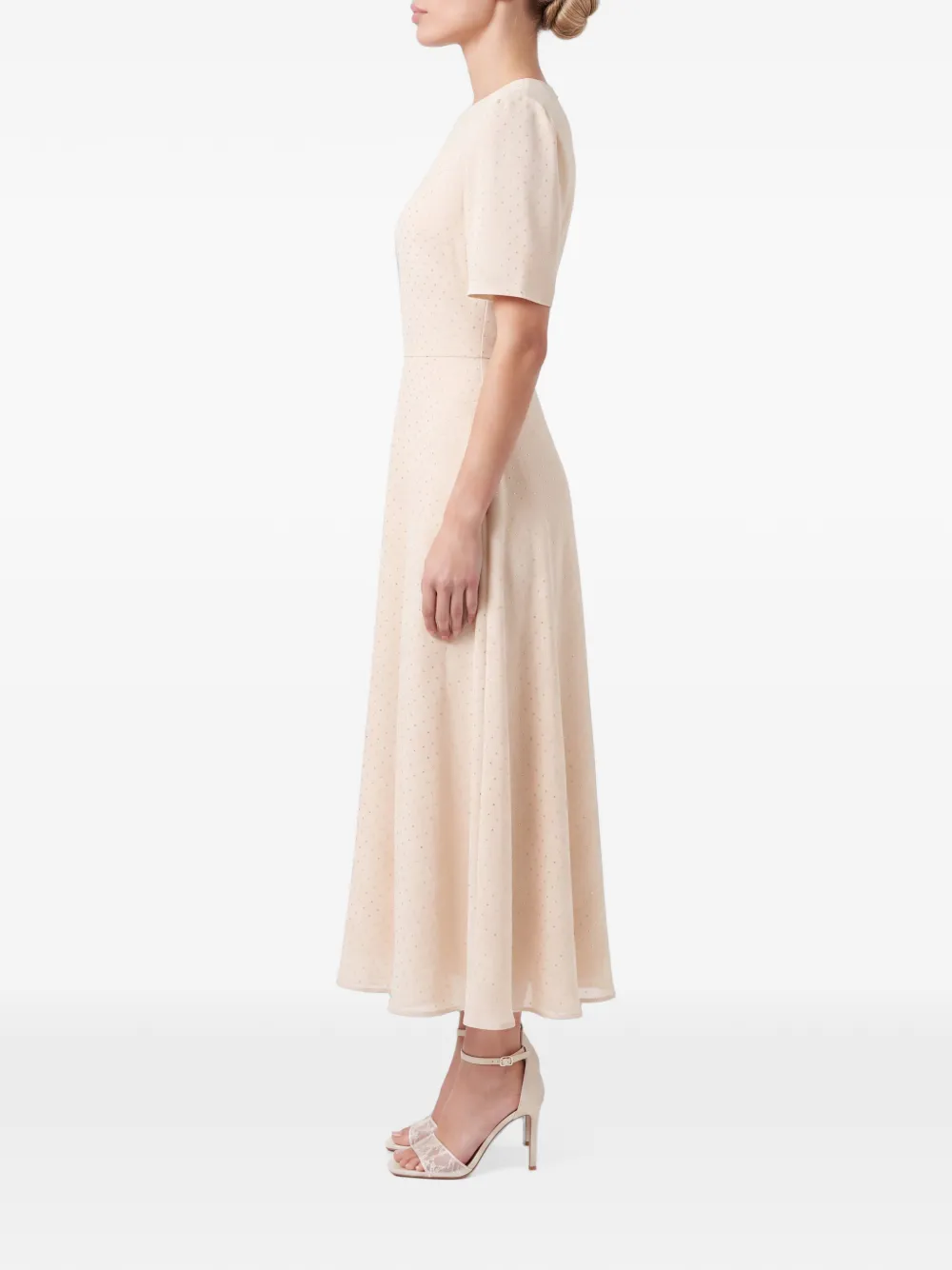 POST MERIDIEM Midi-jurk verfraaid met stras Beige