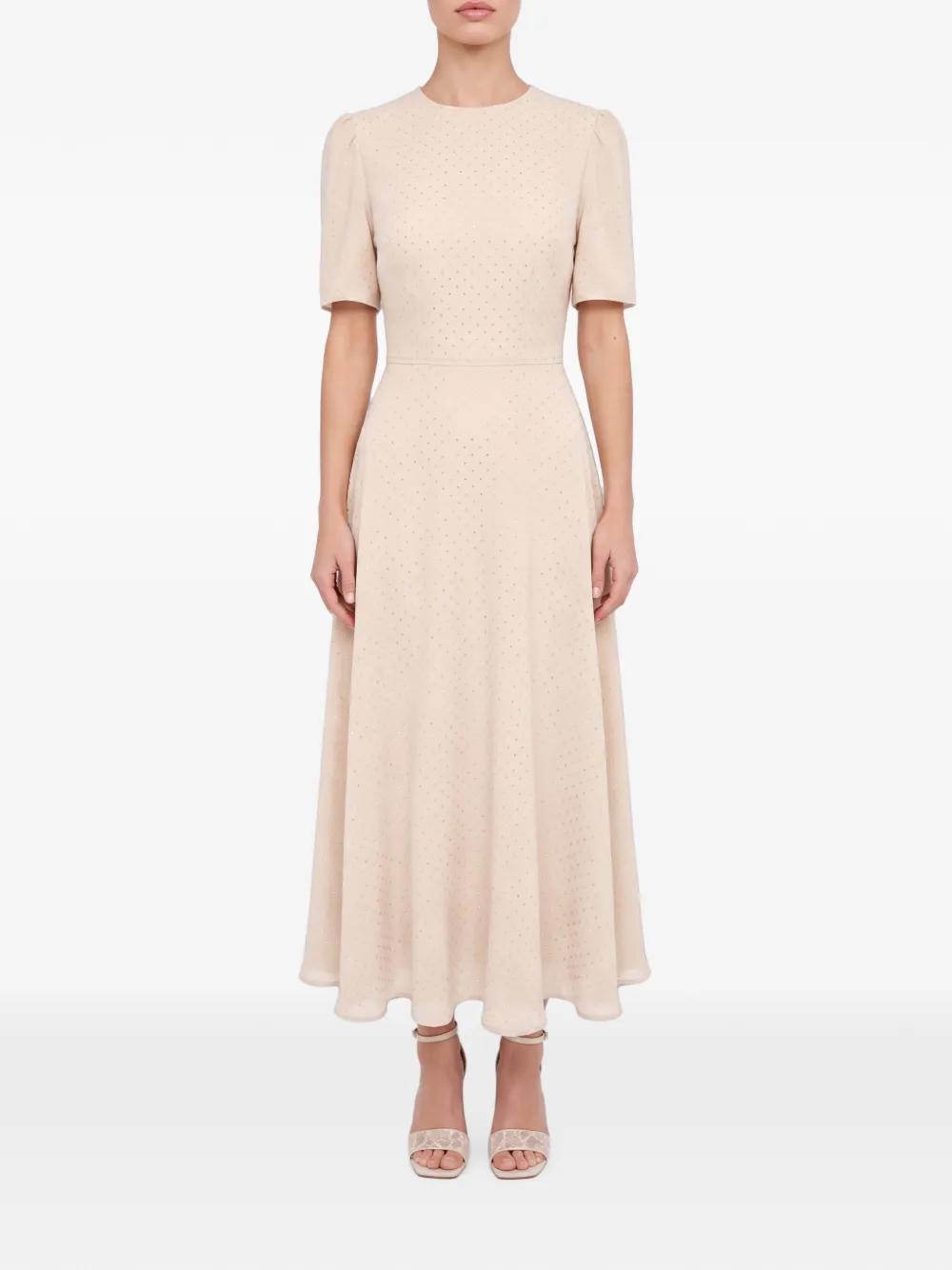 POST MERIDIEM Midi-jurk verfraaid met stras Beige