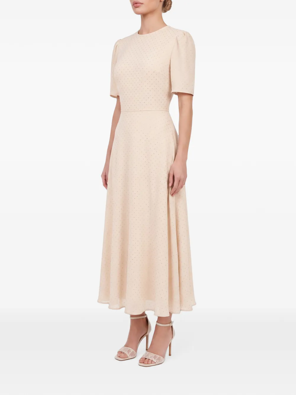 POST MERIDIEM Midi-jurk verfraaid met stras Beige