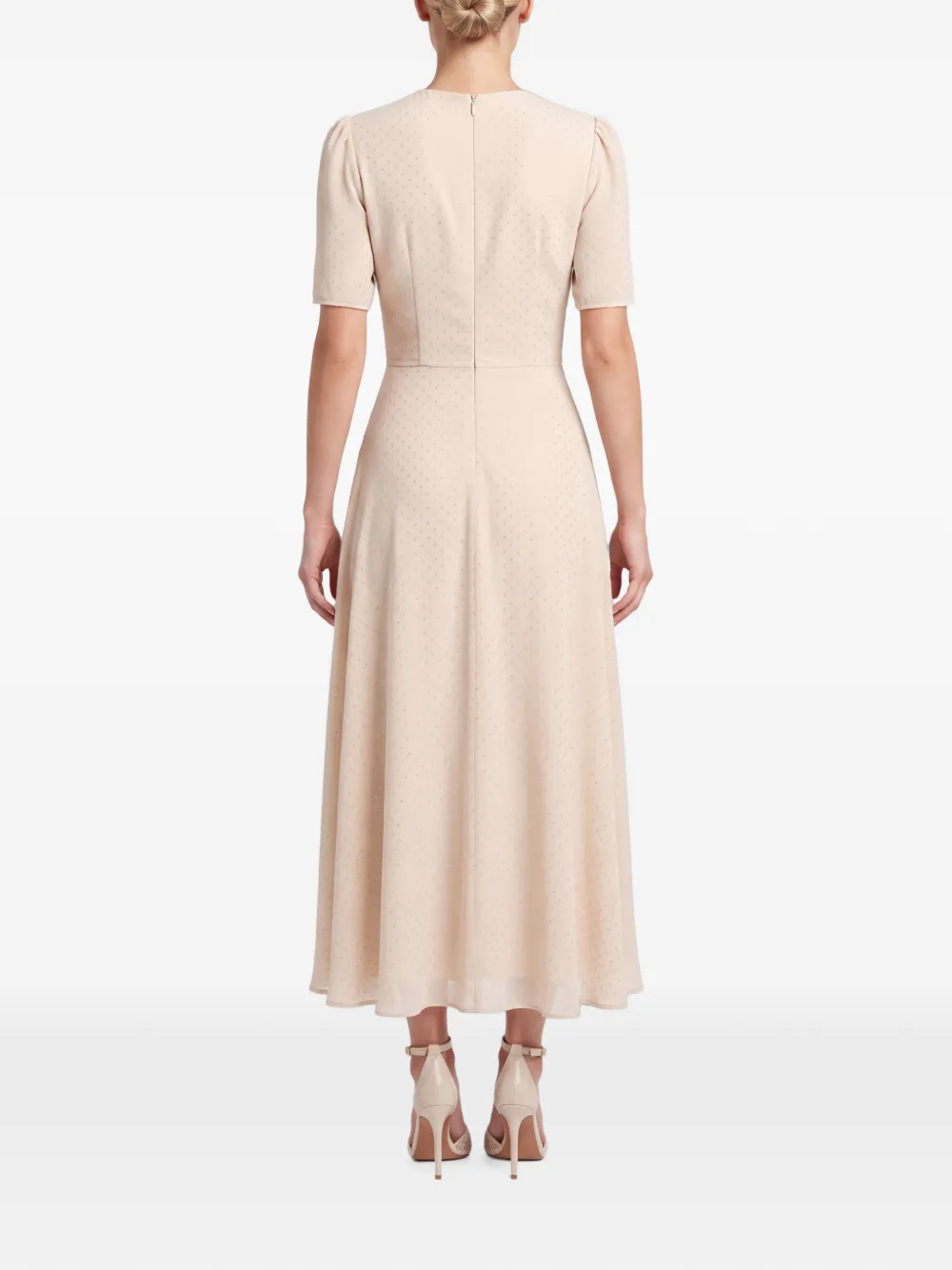 POST MERIDIEM Midi-jurk verfraaid met stras Beige