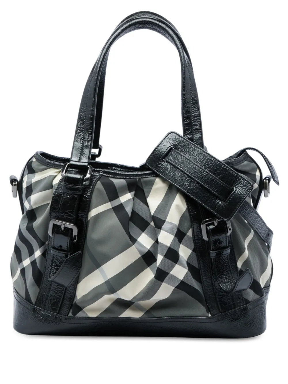 Burberry Pre-Owned 2000-2017 Medium Beat Check Nylon Lowry satchel - Grau