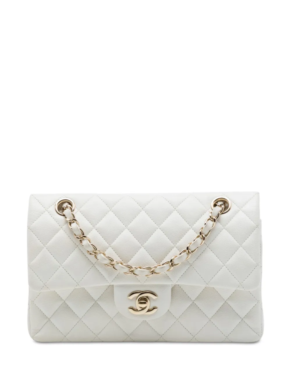 CHANEL Pre-Owned 2020 Small Classic Caviar Double Flap shoulder bag - Bianco