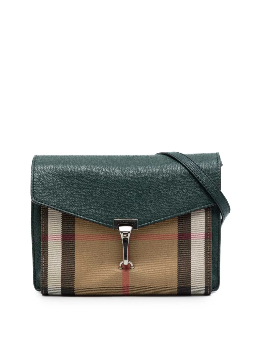 Burberry Pre-Owned 2000-2017 Small Leather and House Check Canvas Derby Macken crossbody bag - Verde