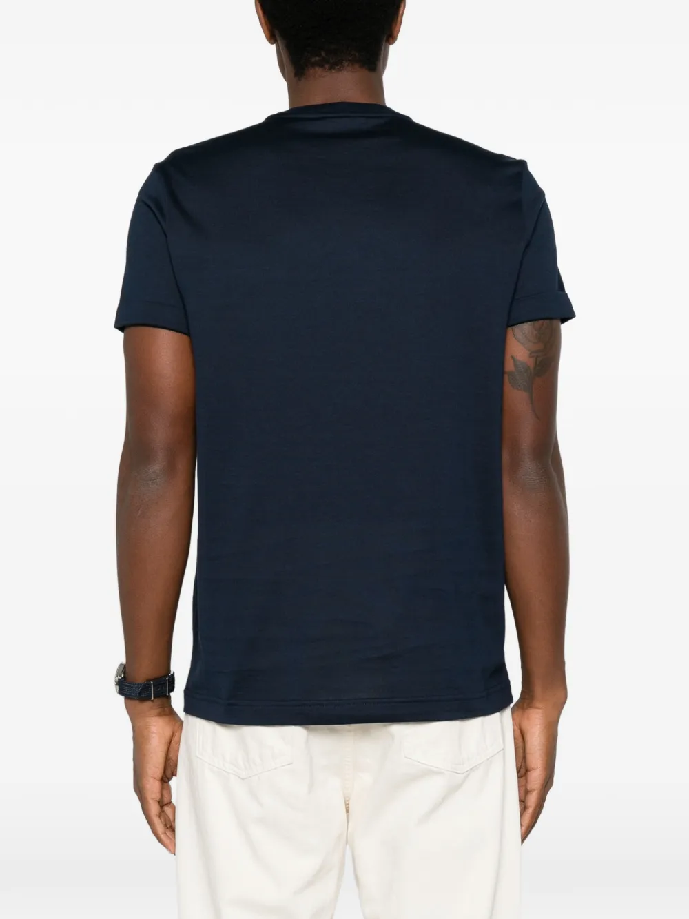 Kiton logo-embroidered round-neck T-shirt Blauw