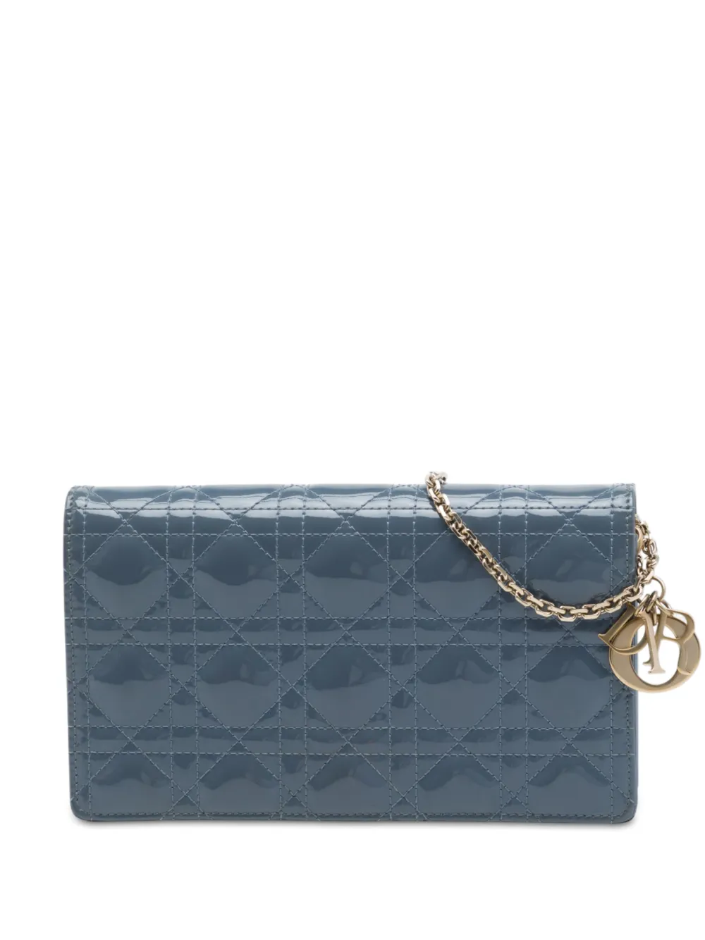 Christian Dior Pre-Owned sac à bandoulière verni Cannage Lady Dior à bride en chaîne (2019) - Bleu Christian Dior Pre-Owned sac à bandoulière verni Cannage Lady Dior à bride en chaîne (2019) - Bleu