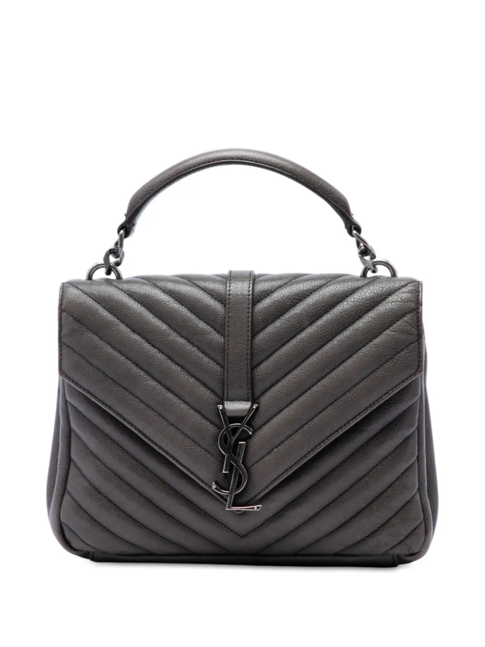 Saint Laurent Pre-Owned 2016 Medium Chevron Sheepskin Monogram College satchel - Grau