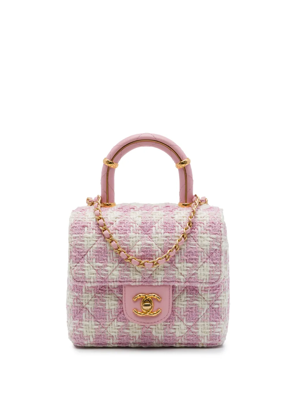 CHANEL Pre-Owned 2021-2026 Quilted Tweed Crush Top Handle Flap satchel - Rosa