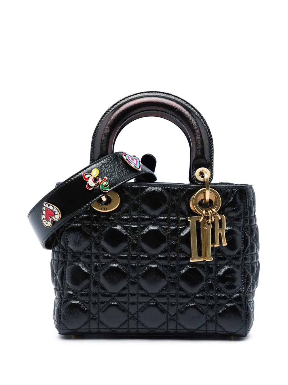 Christian Dior Pre-Owned 2017 Small Crinkled Patent Cannage My ABCDior Lady Dior satchel - Schwarz