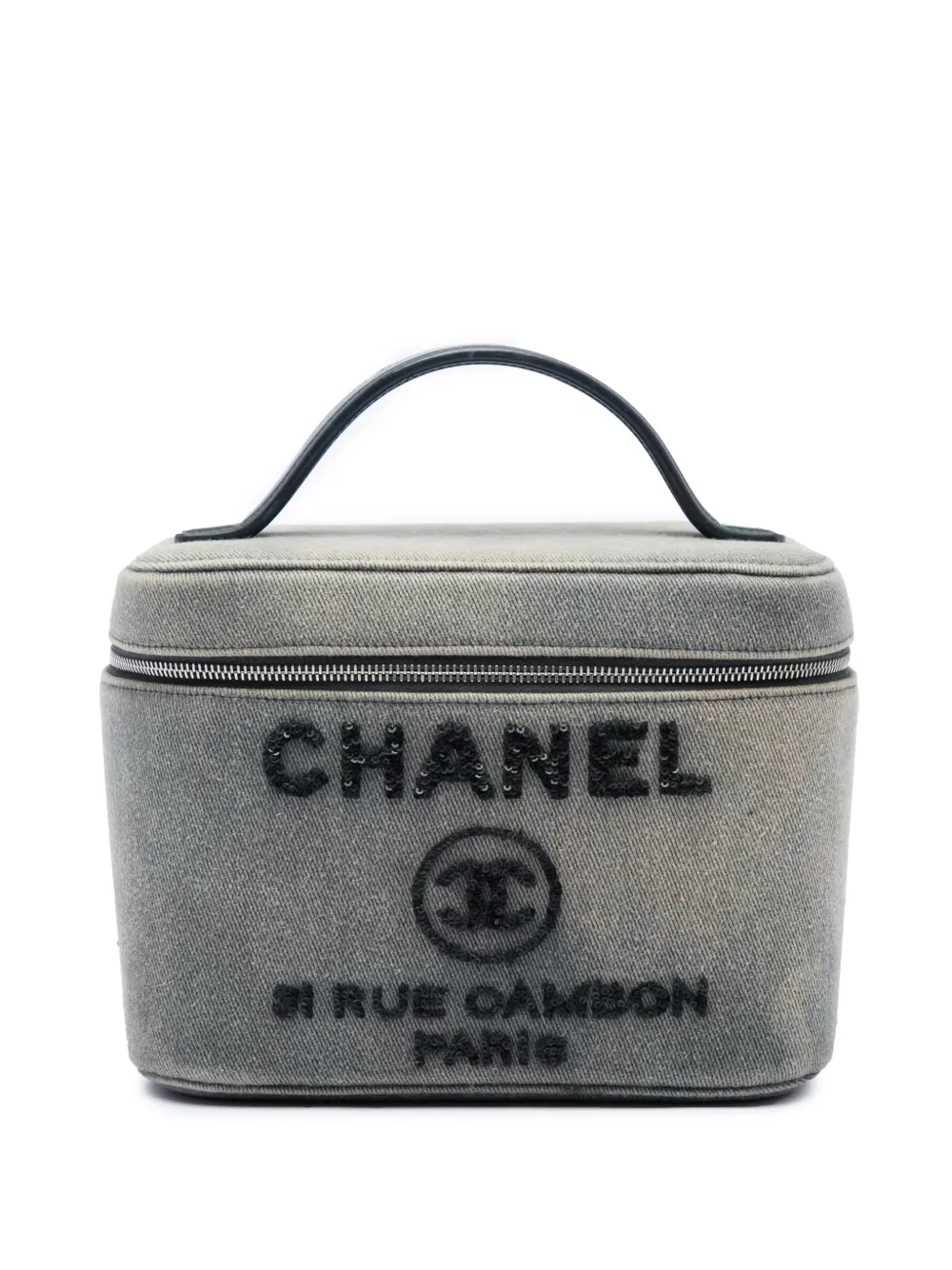 CHANEL Pre-Owned 2017-2018 Denim Sequin Deauville vanity bag - Grigio