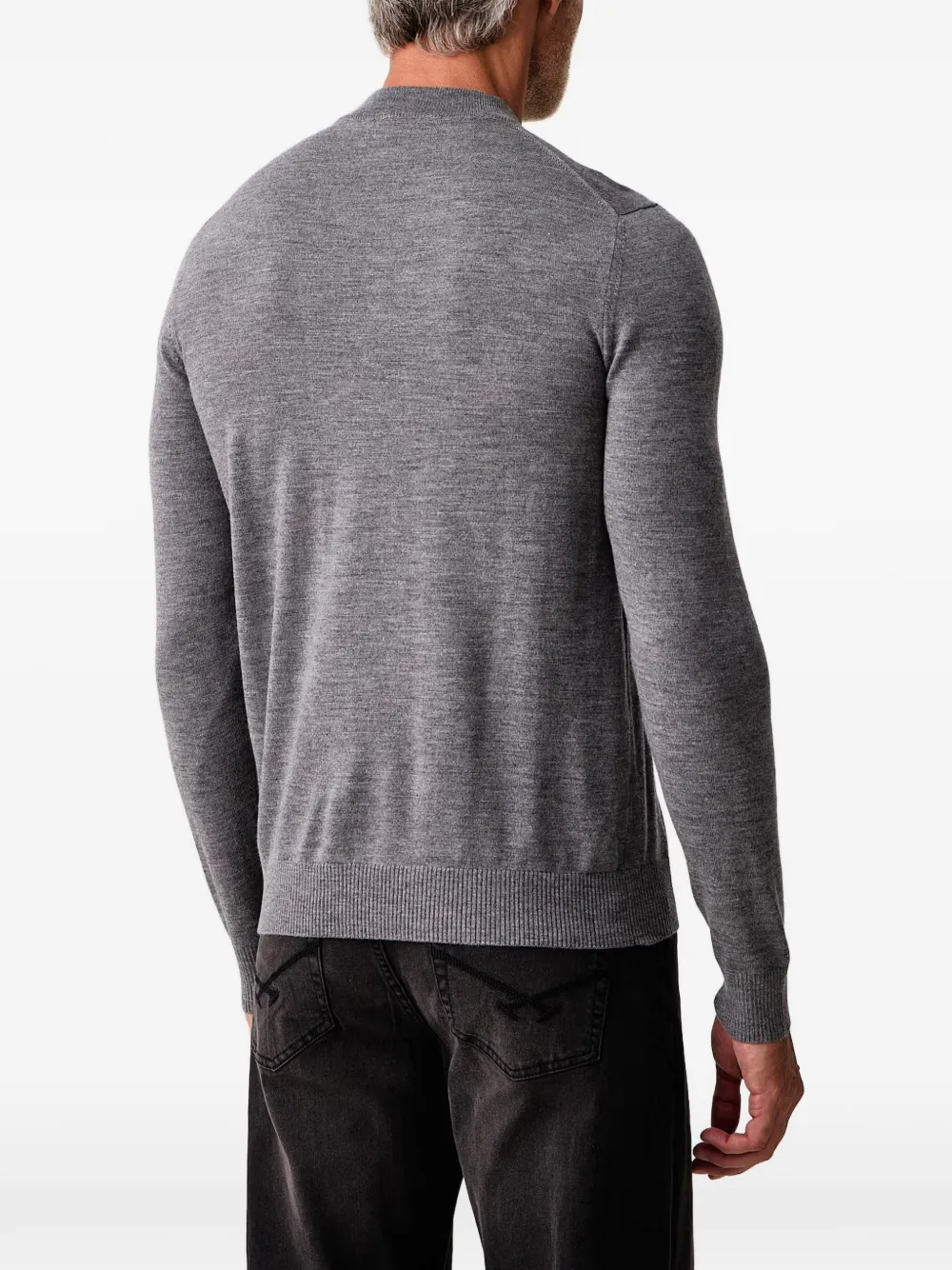 Joop! ribbed-trim crew-neck sweater Grijs