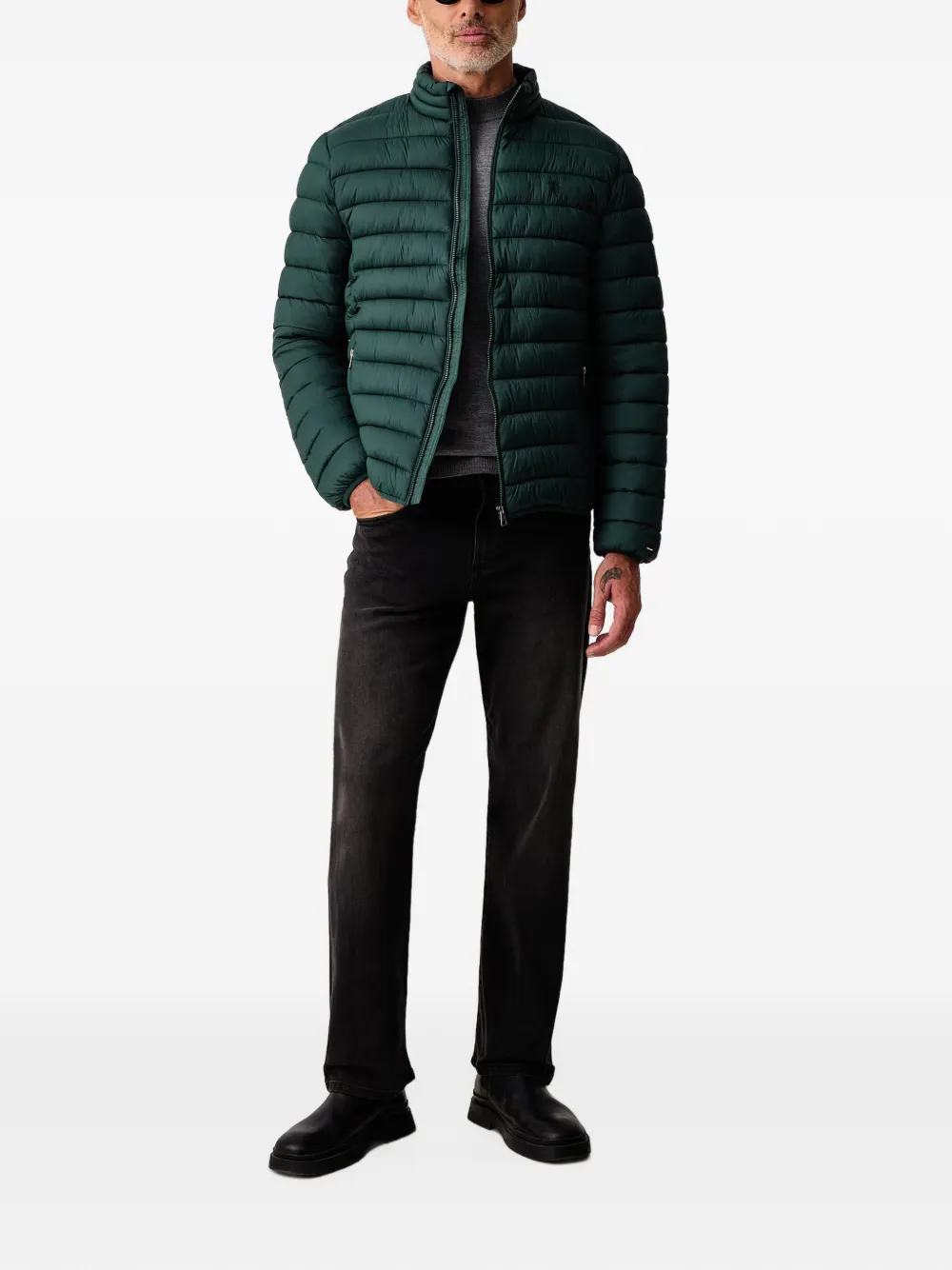 Joop! ribbed-trim crew-neck sweater Grijs