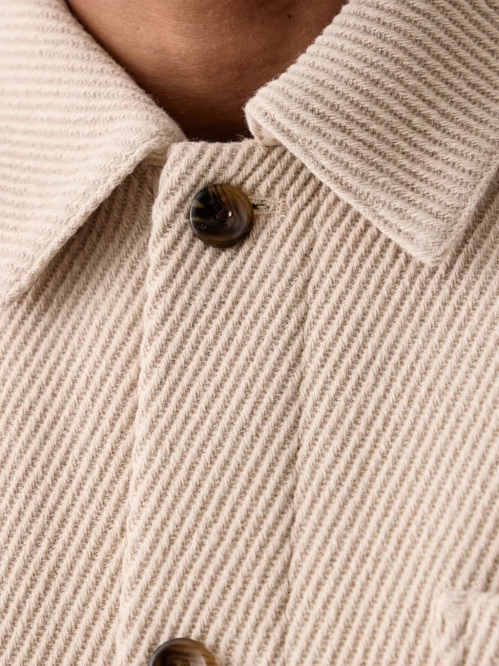 Les Deux diagonal-stripe chest-pocket overshirt Beige