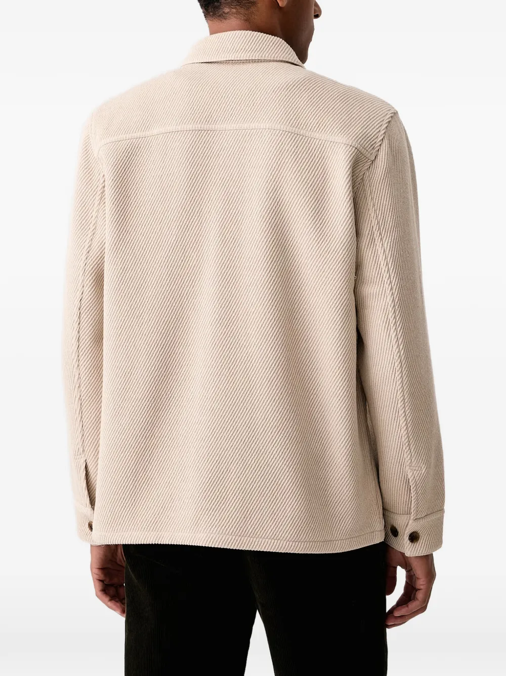 Les Deux diagonal-stripe chest-pocket overshirt Beige