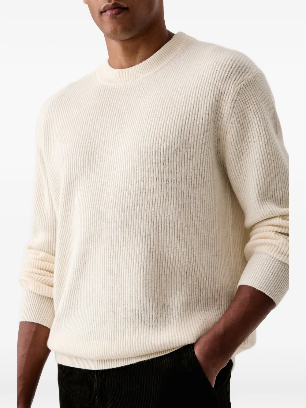 Les Deux ribbed-knit crew-neck wool sweater Beige