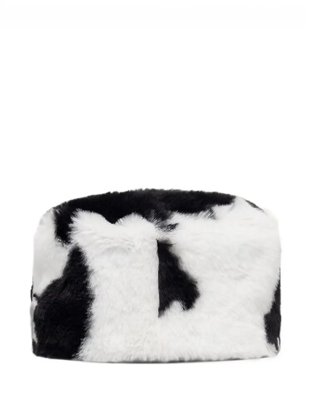 Kangol Vissershoed van imitatiebont met koeien-print Zwart