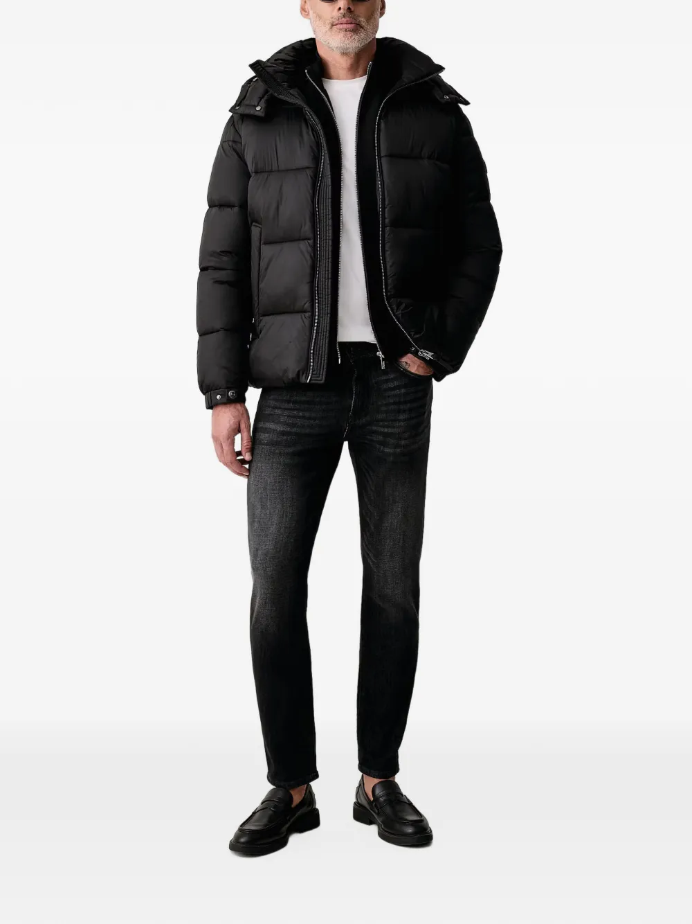 Joop! hooded quilted jacket Zwart