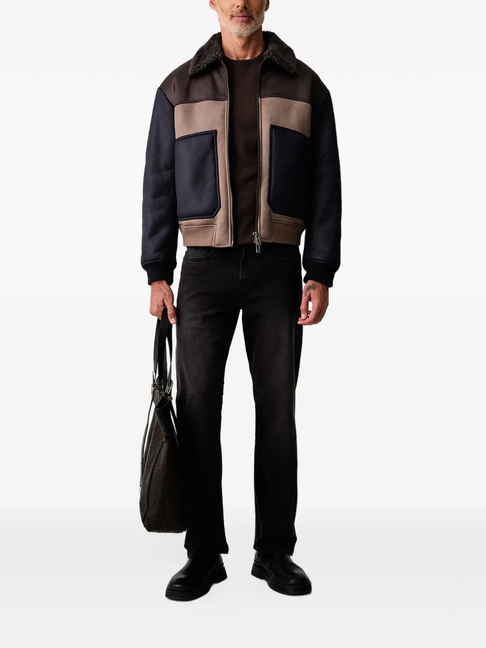 Joop! logo-plaque crew-neck sweater Bruin