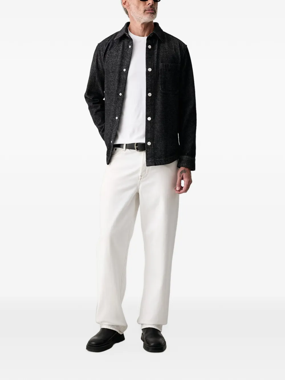 Joop! patterned-jacquard denim shirt Blauw